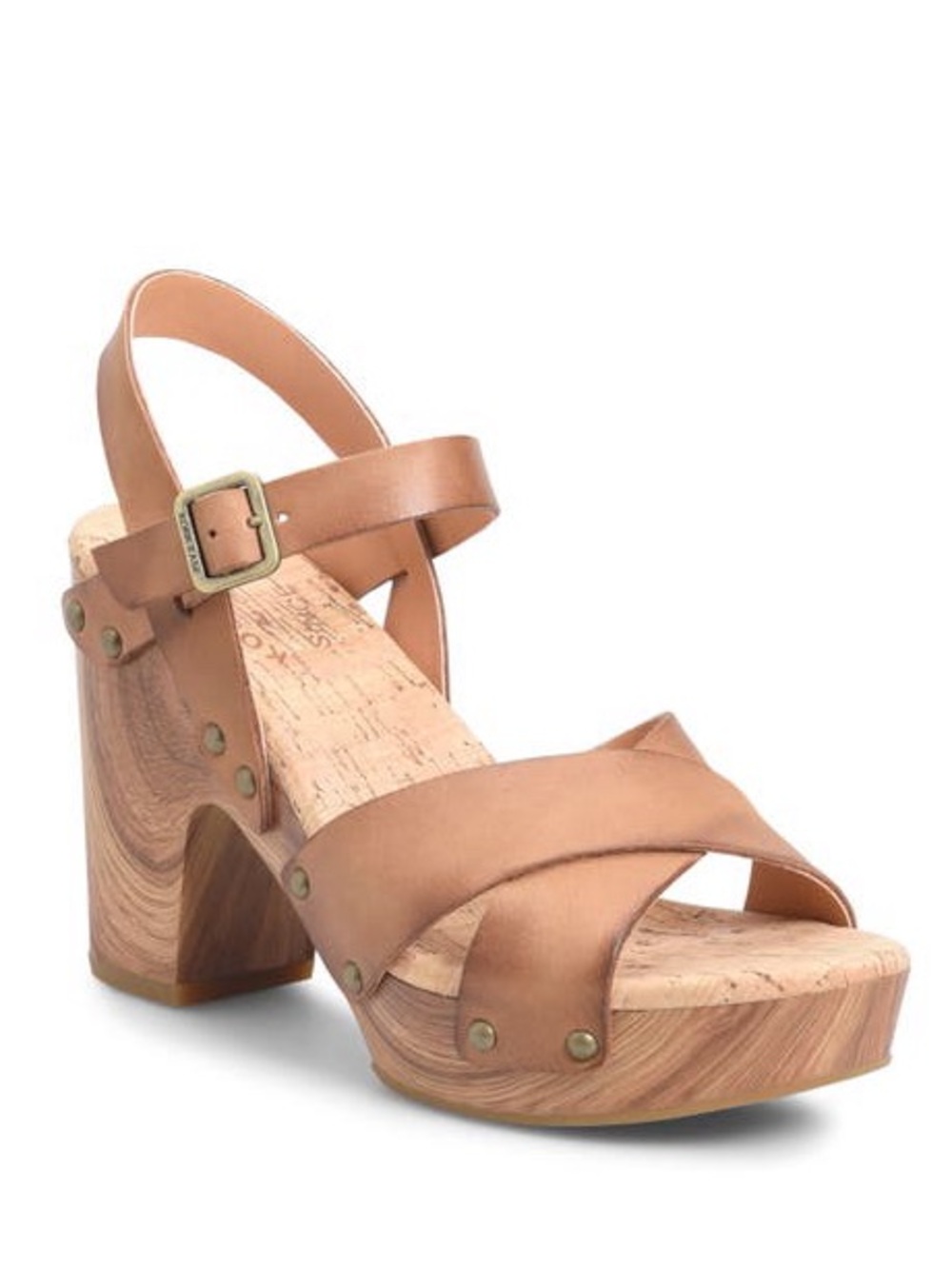 Kork Ease Drew Clog Sandals Heeled 70s Tan Leather Strappy Comfort Size 10